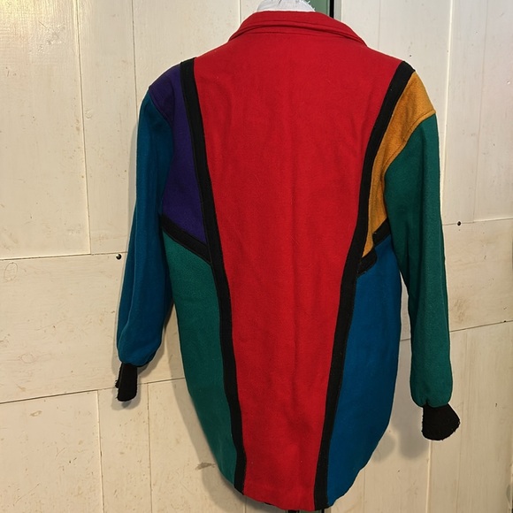 Colorblock 90s Y2K Michelle Francois Women's Jacket ZZ Coat vintage retro wool - Picture 7 of 10